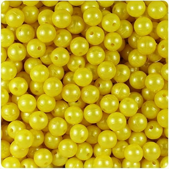 BeadTin Yellow Pearl 8mm Round Craft Beads (300pcs)