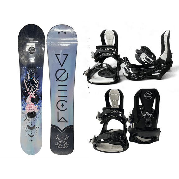 WOMEN'S VE "OH DEER" SNOWBOARD PACKAGE   ALTITUDE RIDER S/M BINDINGS (BLACK) 6.5-9