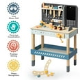 thumbnail image 4 of Robud Blue Wooden Tool Bench for Kids,Toy Play Workbench Workshop with Tools Set Gift for 3+ Year Boys Girls, 4 of 10