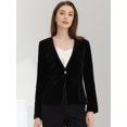 thumbnail image 4 of Blazer de Terciopelo con Un Botón Chaqueta de Manga Larga para Mujer Negro S, 4 of 5