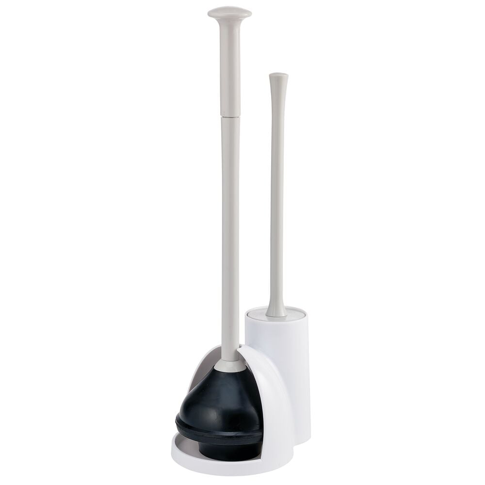 mDesign Hidden Plunger and Brush Set for Toilet Bowl Brush Cleaner