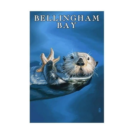 Washington Set - Bellingham Bay, Washington - Sea Otter with Starfish Print Wall Art By Lantern Press