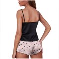 thumbnail image 4 of Wdfiry 2 Piece Pajamas Sets for Women Summer Plus Size Silk Satin Sleepwear Sets Lace Cami Tops and Black Dot Shorts Pajamas Sets, 4 of 5