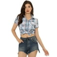 thumbnail image 1 of CamiDe Cuadros Estilo Western De Algodón Clásico Con Botones PaMujer Azul claro S, 1 of 6