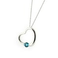 thumbnail image 5 of Galaxy Gold 14K Solid White Gold 24" Open Heart Pendant Necklace with a Genuine Blue Topaz Drop, 14"-24" Sizes, December Birthstone, Symbol of Calm, 5 of 6