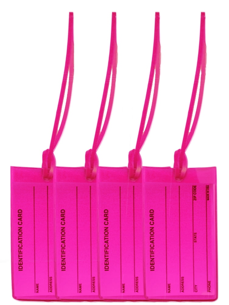 jelly luggage tags - Jelly Luggage Tags 4 Pink Tags | Made in USA | High Visibility Luggage Tags ...
