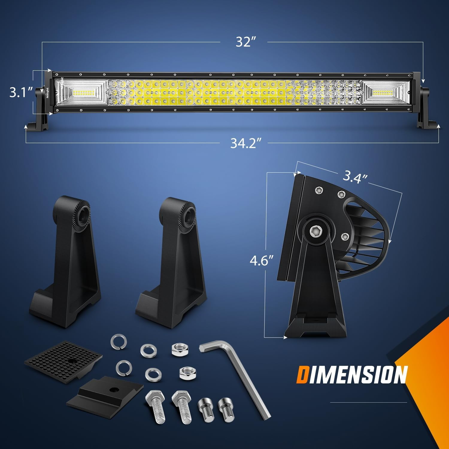 Nilight 32inch 378W Triple Row 37800LM Flood Spot Combo Super Bright off Road Driving Work Light for Boat Truck Tractor Pickup Golf Cart SUV ATV 4x4 Van Camper