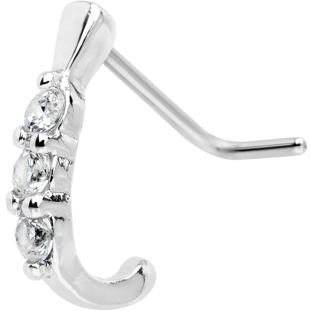 Body Candy Body Candy Steel Clear Accent Faux Hoop L Shaped Nose Ring
