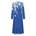 thumbnail image 3 of SHTXOZHI Womens Long Sleeve Round Neck Fall Dresses A-Line Print Flowy Maxi Dress with Pockets, 3 of 4