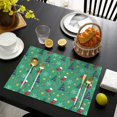 thumbnail image 3 of Merry Christmas Green Winter Xmas Trees Rectangle Dining Placemat 4PCS Durable Linen Placemats 12 X 18 Inch Winter Table Mats for Party Kitchen Dining Decor for Kitchen,Kitchen Table Mats, 3 of 5