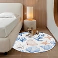 thumbnail image 3 of Summer Blue Round Area Rugs 3 ft, Shell Coral Starfish Marine Life Coastal Washable Small Area Rug with Non-Slip Sturdy Edge Binding Round Front Door Mat Floor Carpet for Entryway, 3 of 9