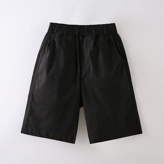 Bainana Summer Shorts For Toddler Boys Solid Color Elastic Waist Straight Leg Shorty Comfortable Soft Infant Boys Summer Holiday School Wear Shorts Black Size 7-8 Years