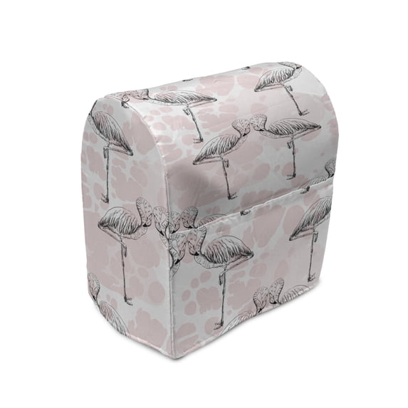Romantic Stand Mixer Cover, Flamingos Shaping Hearts Heads Love Animal Valentines Illustration, Kitchen Appliance Organizer Bag Cover with Pockets, 5 Quarts, Pale Pink Grey, by Ambesonne