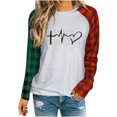 thumbnail image 2 of Nouveaux Hauts pour Femmes 2023 Mode Grande Taille Col Rond Manches Longues T-Shirt Automne Imprimé Blouse Ample Hauts Manches Longues pour Femmes, 2 of 5