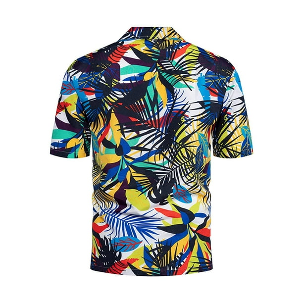 Pisexur Hawaiian Shirt For Men - Men's Slim-Fit Short-Sleeve Print Shirt Casual Vacation New Years Tops Button Down Tropical Beach Shirts Green Xl