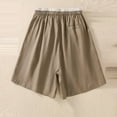 thumbnail image 4 of uublik Women Shorts Linen Super Soft Summer Savings with Pockets Lounge Shorts Khaki, 4 of 4