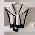 thumbnail image 4 of Gpaecead Women's All-Season Stripe Knit Wrap - Versatile Knit Blend Fashion Shoulder Cape, White, 4 of 5