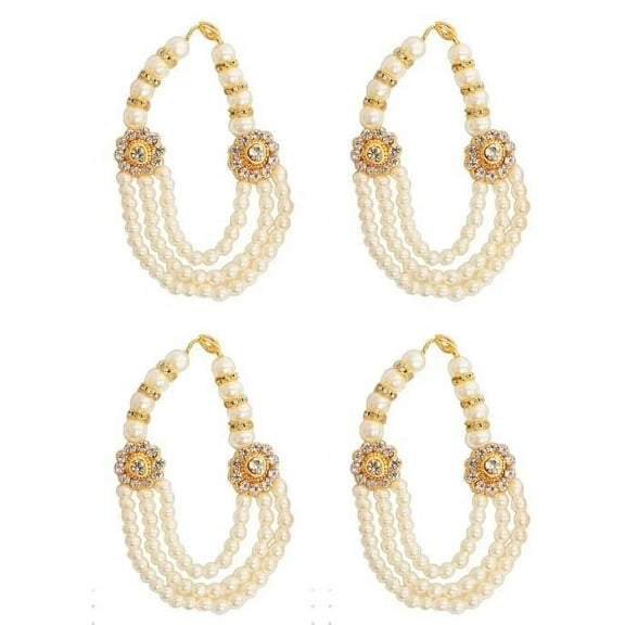 Set of 4 Mala for Laddu Gopal/Devi Maa/Radha Krishna/Indian Traditional Festival Diwali Decorations God Goddess Set Deepawali Decor Deities jewellary All God Idol Statue (Size:- 2")(Colour:-White)