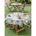 thumbnail image 3 of Outdoor Tablecloth with Umbrella Hole and Zipper, Teal Red Jellyfish Coastal Round Table Cloth 54 Inch Waterproof Tablecloth, Vintage Beach Coral Starfish Nautical Picnic Table Cover for Patio, 3 of 7