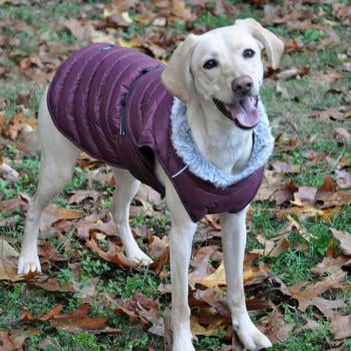 Alpine Extreme Weather Puffer Dog Coat by Doggie Design Burgundy