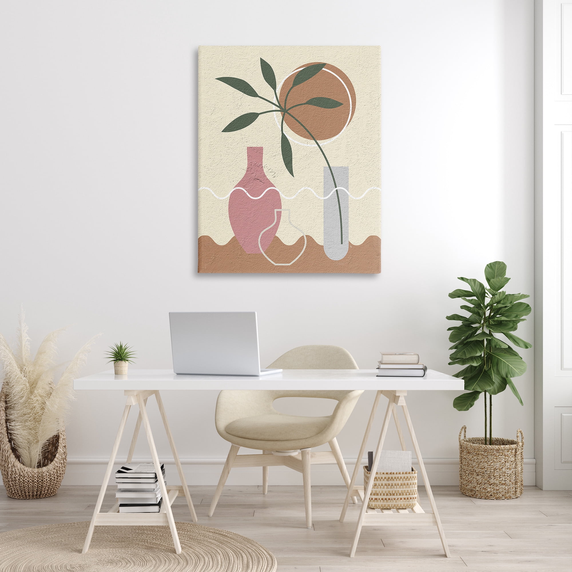 Stupell Industries Boho Vase Still Life Botanical & Floral Painting Gallery Wrapped Canvas Art Print Wall Art, 36 x 48