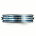 thumbnail image 5 of Edward Mirell Titanium Triple Groove Blue Anodized Ring, 5 of 7