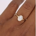thumbnail image 3 of Solitaire Jewels Dainty Bezel Set Oval Moissanite Engagement Ring For Women, 14K Yellow Gold, 3 of 5