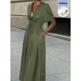 thumbnail image 2 of Green Dress With Tie Waist And Short Sleeves, 2 of 9