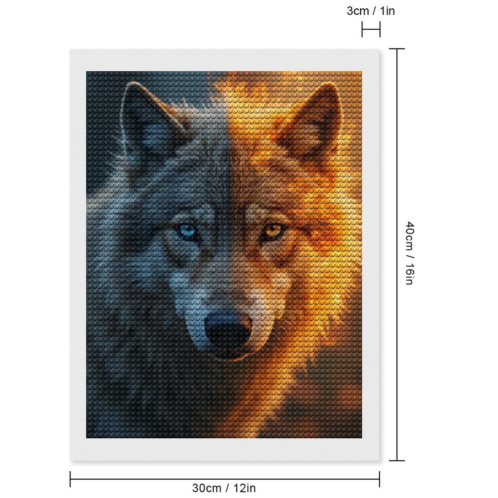 Diamond Art Kits for Adults, Wolf Dual Elements Blue Fire 5D Diamond Painting Kits for Adults Beginners, DIY Full Drill Diamond Painting, Gem Art and Crafts 12x16