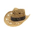 thumbnail image 4 of sususu Straw Cowboy Hat for Women, Cowgirl Hat with Decorative Bands, Wide Brim Woven Sun Hat Western Cowboy Hat Khaki, 4 of 4