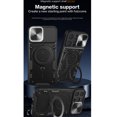 thumbnail image 2 of Magnetic Ring Stand Case for iPhone 15 Case with Camera Lens Sliding Cover, Compatible with Car Mount Holder, Hybrid Rugged Military Grade Shockproof Lens Protection Case, Purple, 2 of 10
