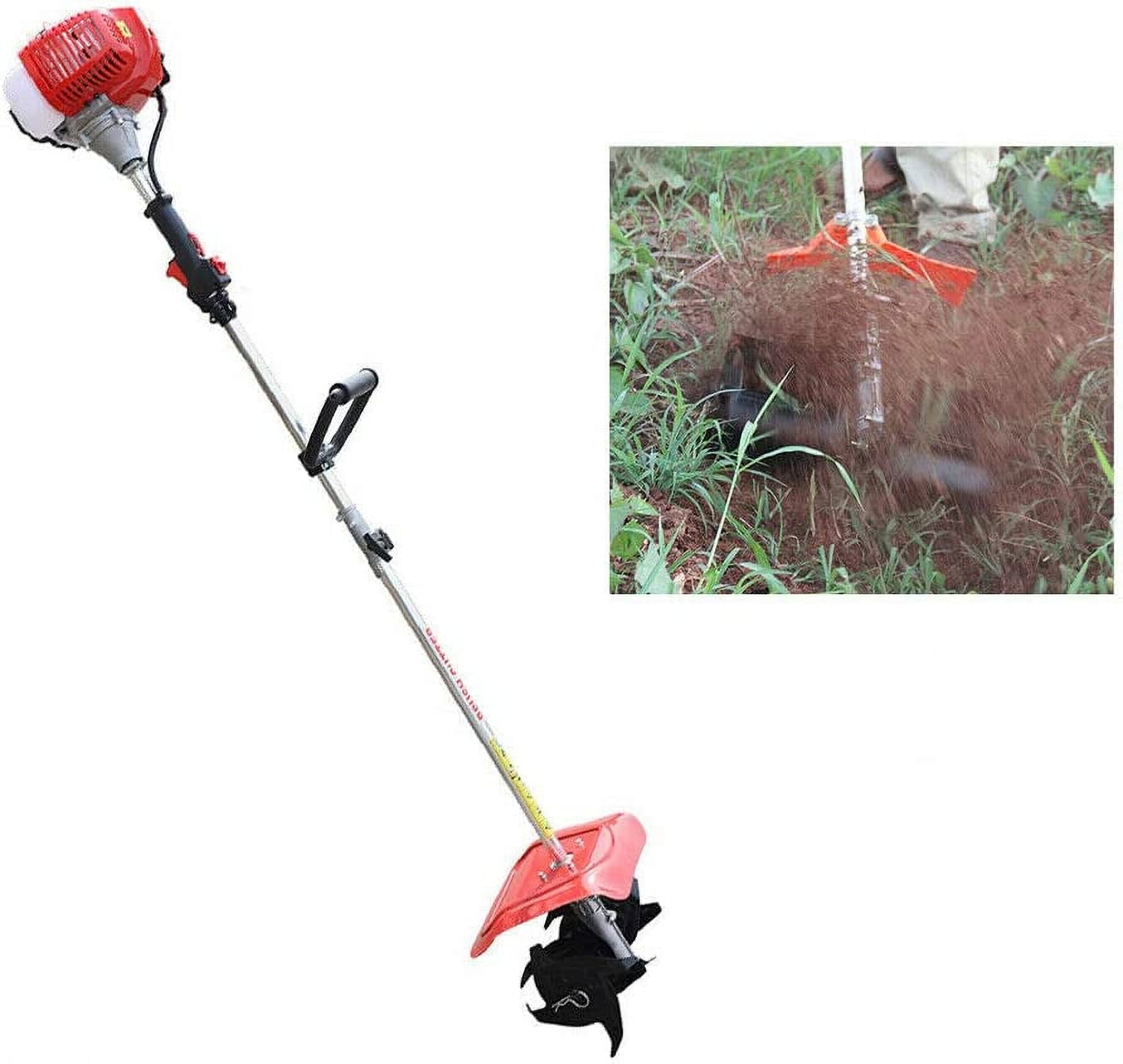 Fichiouy 42.7CC 2 Stroke Garden Lawn Soil Tiller, Micro Tillage Weeder Handheld Petrol Cultivator Gasoline Engine Air-Cooled Garden Tiller
