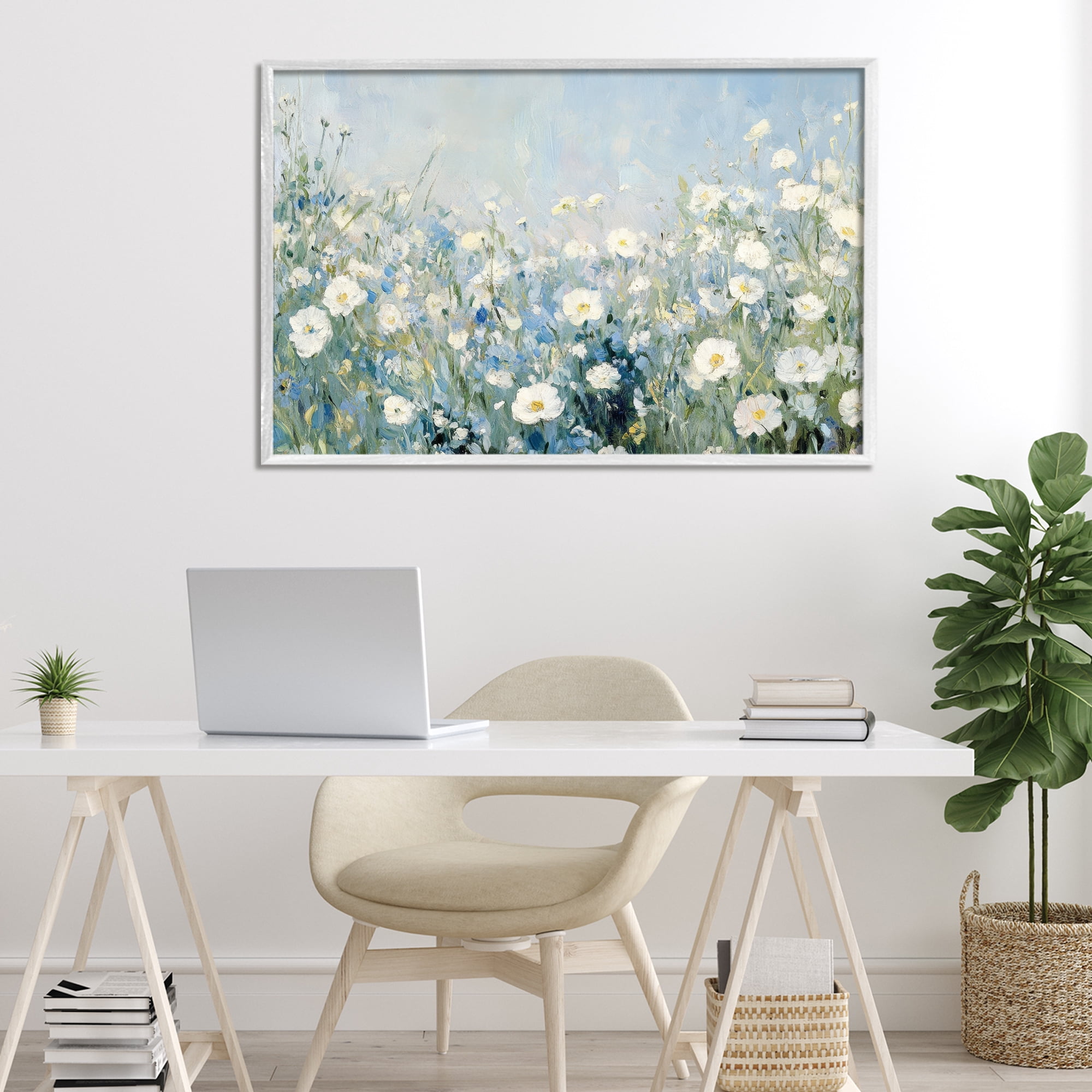 Stupell Industries Meadow Foliage Dream White Framed Giclee Art, design by Petal Prints Design