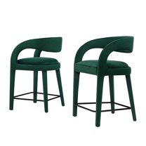Counter Stool Chair, Green, Velvet, Bar Pub Cafe Bistro Dining Kitchen Hospitality Restaurant, Modern Contemporary Boutique HB35931