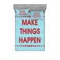 thumbnail image 2 of Ambesonne Saying Fitted Sheet & Pillow Sham Set, Positive Life Motivation, Twin, Turquoise Maroon, 2 of 3
