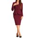 thumbnail image 2 of Conjunto de falda de 2 piezas para mujer INSPIRE CHIC, blazer peplum, falda lápiz de cintura alta, atuendo de trabajo XL color rojo vino, 2 of 6