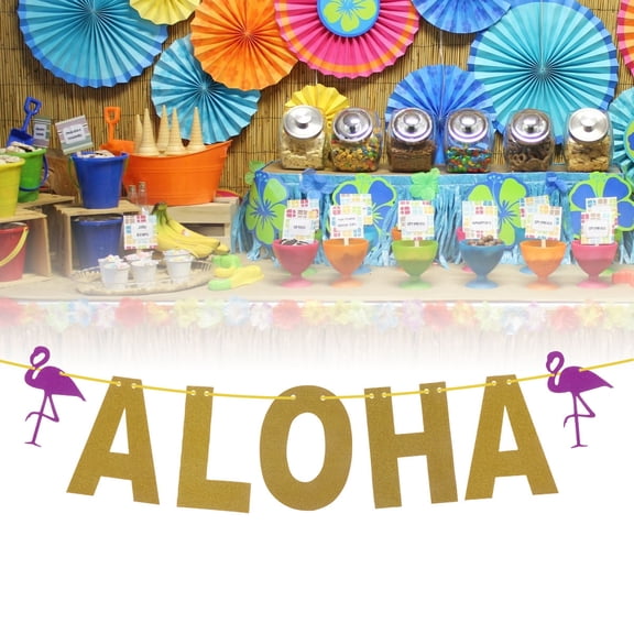 OATIPHO Tropical Luau Party Supplies Flamingo Banner for Bachelorette Parties 1 Set