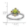 thumbnail image 2 of 925 Sterling Silver Bezel Polished Prong set Stackable Peridot Citrine and Diamond Ring Size 9 Stackable Ring for Women, 2 of 2
