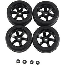 4Pcs 12mm Hex Wheel Rims & OD 2.59Inch Rubber Tires for RC 1/10 On-Road Touring Car,E,4 x RC Car 12mm Hex Wheel Rims,Black