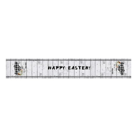 

VerPetridure Bunny Egg Easter Print Table Runner Tablecloth 33X178Cm Easter Bunny Eggs Creative Polyester Cotton Printed Table Flag Table Decoration