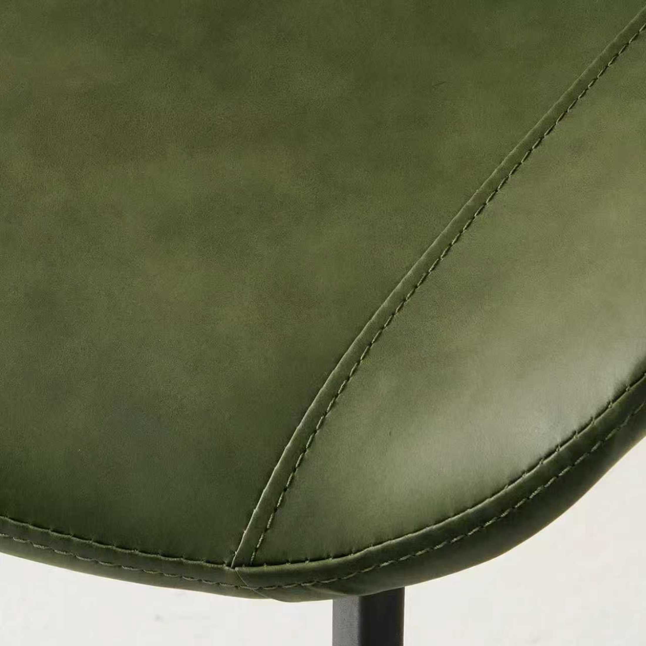 Noble House Modern Dining Chairs with Upholstered PU Leather Seats, Metal Legs Side Chairs, Olive Green, Set of 4