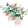 thumbnail image 4 of 2Pcs Bridal Hair Comb Shiny Rhinestone Leaf Vine Hair Combs Clips Headdress Hair Accessories, 4 of 8