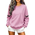 thumbnail image 2 of TKLPEHG Womens Halloween Sweatshirt Fashion Halloween Graphic Long Sleeve Crewneck Loose Fit Fall Clothes Casual Comfy Pullover (Pink,L), 2 of 5