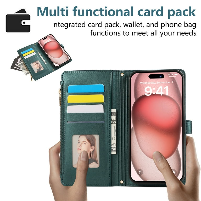 Apple iPhone 16 plus本体 wallet付き iPhone 16 Plus Wallet Case, with Crossbody Shoulder Strap