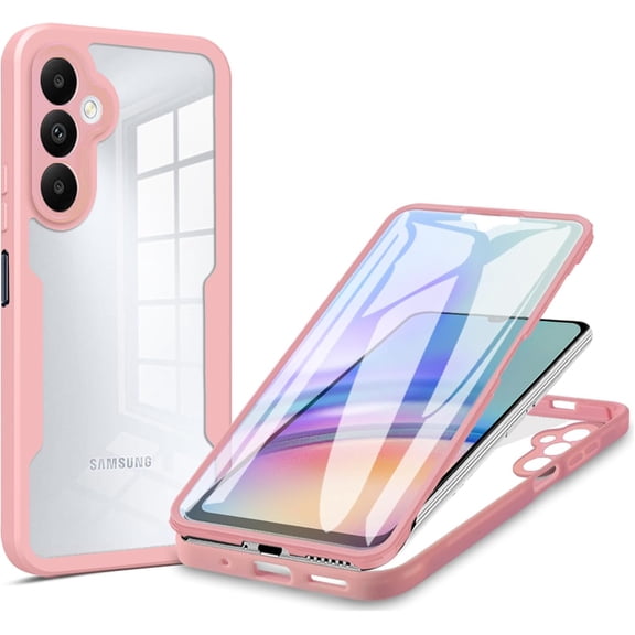 360°All-Inclusive Phone Case for Samsung Galaxy S23 FE, [Built in Screen Protector] Dual Layer Full Body Shockproof Clear Cover Case [Not-Yellowing] for Samsung Galaxy S23 FE QB-Pink