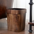 thumbnail image 2 of Bote de basura cuadrado de grano de madera, de plástico, para el hogar, descubierto, para oficina y baño, 2 of 5