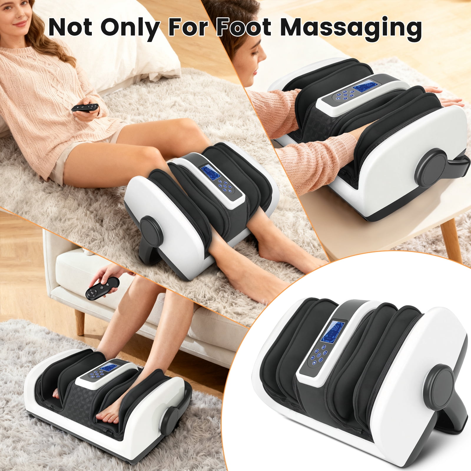 BAOKALER Shiatsu Foot Massager, Foot and Calf Massager with Heat, Air Compression Massage Machine for Circulation, Gifts for Mom Dad Elders, Home Office Use, White