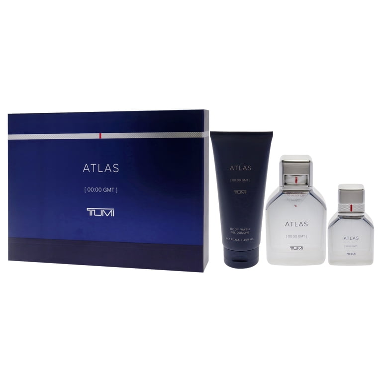 Tumi Atlas , 3 Pc Gift Set 3.4oz EDP Spray, 1oz EDP Spray, 6.7oz