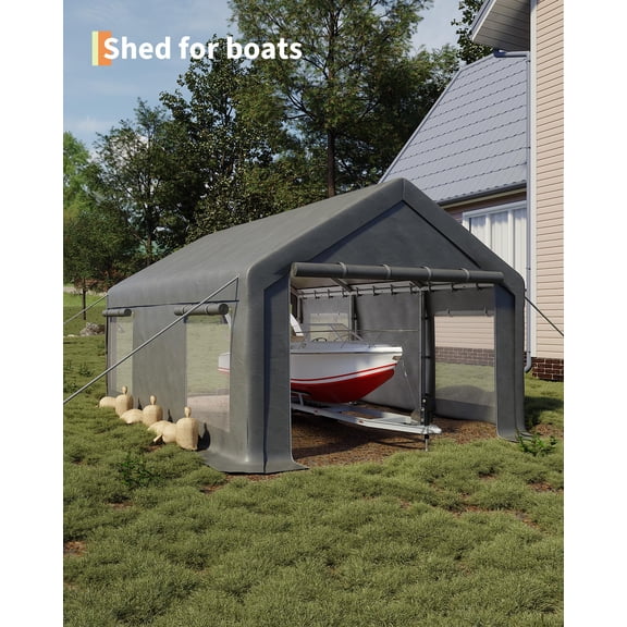 Heavy-Duty 12x20 ft Portable Carport – Durable Shelter for Vehicles, Boats, and Equipment