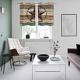 thumbnail image 4 of Teal Brown Farmhouse Kitchen Curtains Small Short 39 Inch Length, Country Texas Star Vintage Grommet Top Bedroom Living Room Curtains, Light Filtering Cafe Curtain Drapes 2 Panels Set 55''x39'', 4 of 9